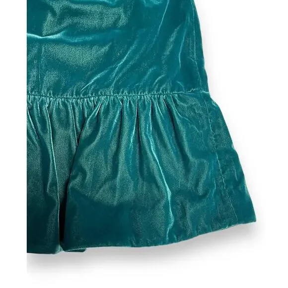 J Crew Velvet Ruffle Hem Holiday Shift Dress | Sz 00 | Emerald Green NWT - Picture 8 of 8